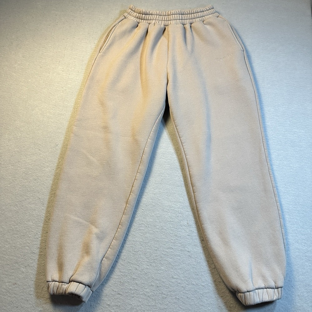 Comfrt Beige Heavyweight Fleece Jogger Sweatpants Streetwear Casual Mens Large